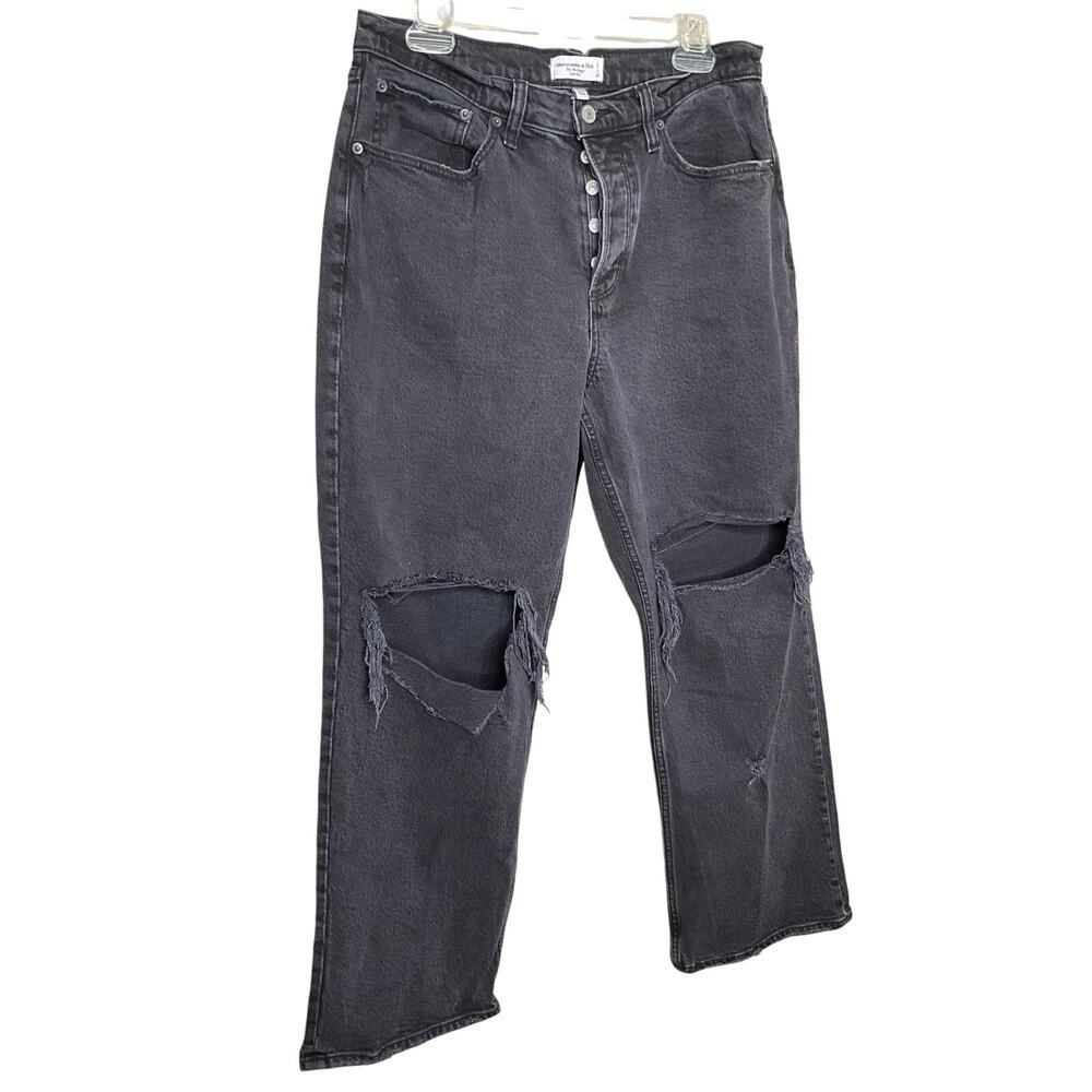 Abercrombie & Fitch Curve Love Jeans Button Fly High Rise Black Womens Size 8/29
